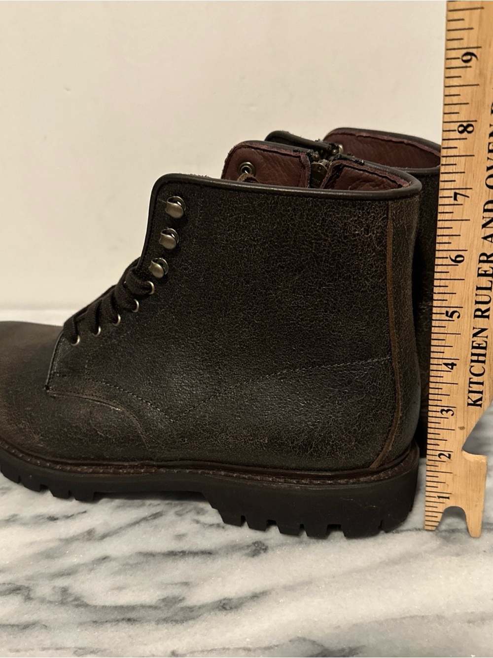 Allen Edmonds Hugo lug sole Men's Husk Leather Lace-Up Boot Brown sz 11D NEW - Picture 11 of 14